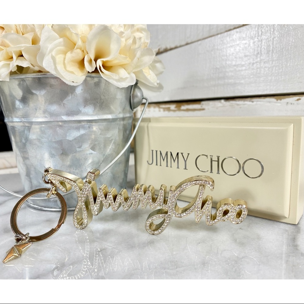 Jimmy Choo Crystal Logo Bag Charm/Keychain - Picture 9 of 9